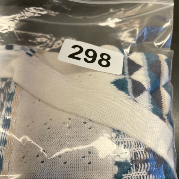 Pendleton Cardigan Sweater Womens PL Blue White Western Aztec Linen Spring Comy - Picture 12 of 12